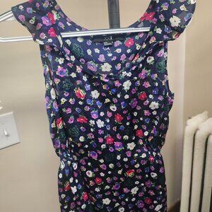 Silky ruffle floral dress tank